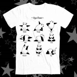 Cute Panda Yoga Poses T-Shirt – Funny Meditation Graphic Tee – Minimalist Wellne